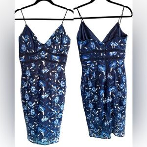 NWT Bardot Sapphire Floral Midi Dress v-neck strappy floral overlay blue M 8